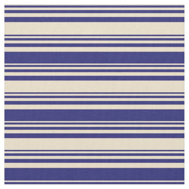 Tissu Tan et bleu nuit Motif des rayures (Fermer)