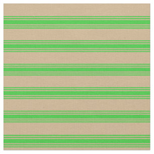 Tissu Tan et Lime Vert Motif rayé de couleur