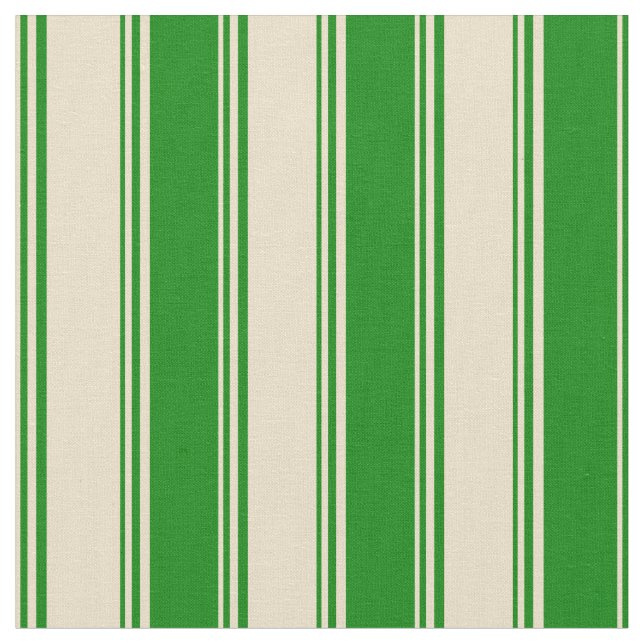 Tissu Tan et Motif vert des rayures (Fermer)