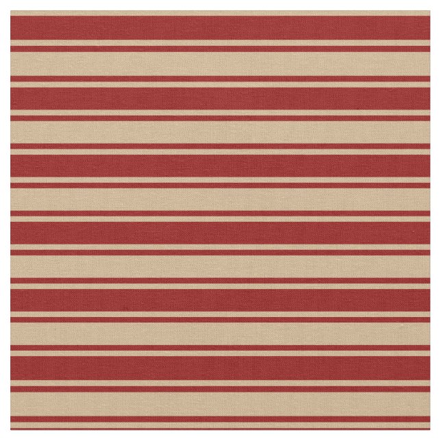 Tissu Tan et rouge foncé Motif rayé (Fermer)