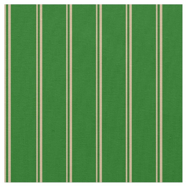 Tissu Tan et vert foncé Lignes Motif (Fermer)