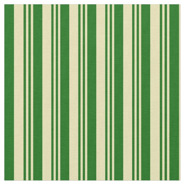 Tissu Tan et vert foncé Lignes Motif (Fermer)