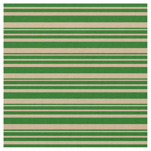 Tissu Tan et vert foncé Motif de couleur lin (Fermer)