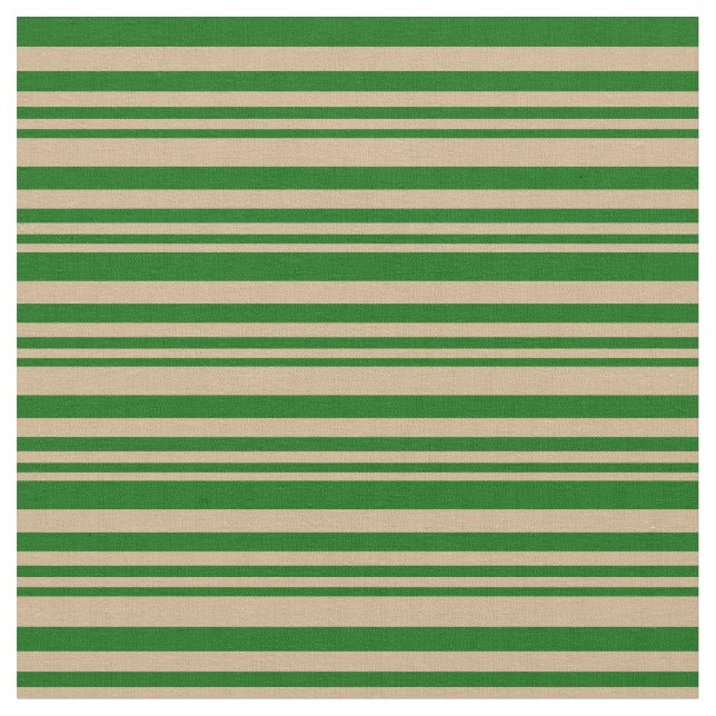 Tissu Tan et vert foncé Motif rayé/à linge (Fermer)
