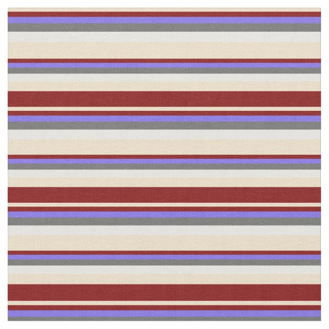 Tissu Tan, Maroon, Bleu moyen, Gris foncé et blanc (Fermer)