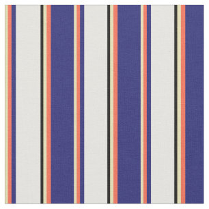 Tissu Tan, Rouge, Bleu de minuit, Blanc & Noir Motif