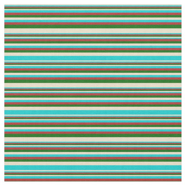Tissu Tan, Turquoise foncé, Rouge et Vert foncé (Fermer)