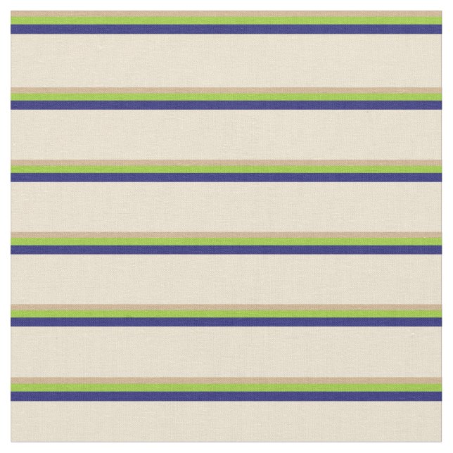 Tissu Tan, Vert, Bleu de minuit et lignes beiges (Fermer)