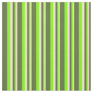 Tissu Tan, Vert et Olive foncé Lignes de couleur verte