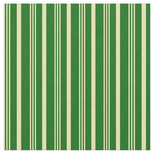 Tissu Tan & Vert foncé Lignes/Motif de bandes (Fermer)