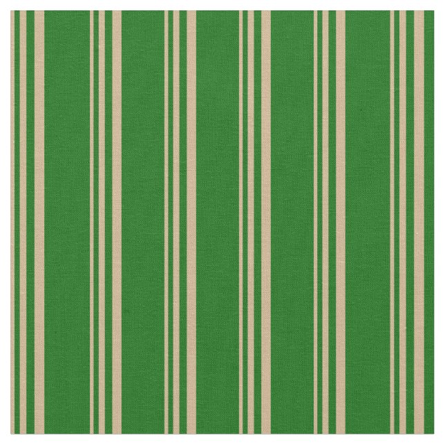 Tissu Tan & Vert foncé Motif de rayures (Fermer)