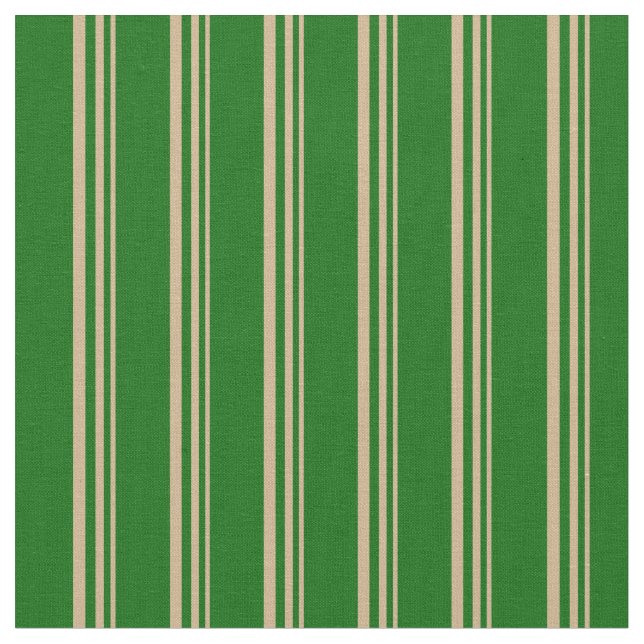 Tissu Tan & Vert foncé Motif des rayures (Fermer)