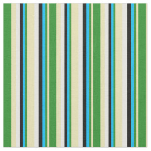 Tissu Tan, vert forêt, bleu ciel profond, noir et blanc