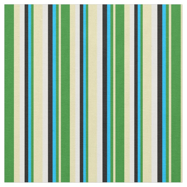 Tissu Tan, vert forêt, bleu ciel profond, noir et blanc (Fermer)