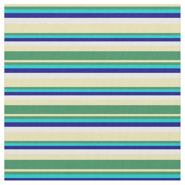 Tissu Tan, Vert mer, Turquoise foncé, Bleu & Blanc (Fermer)