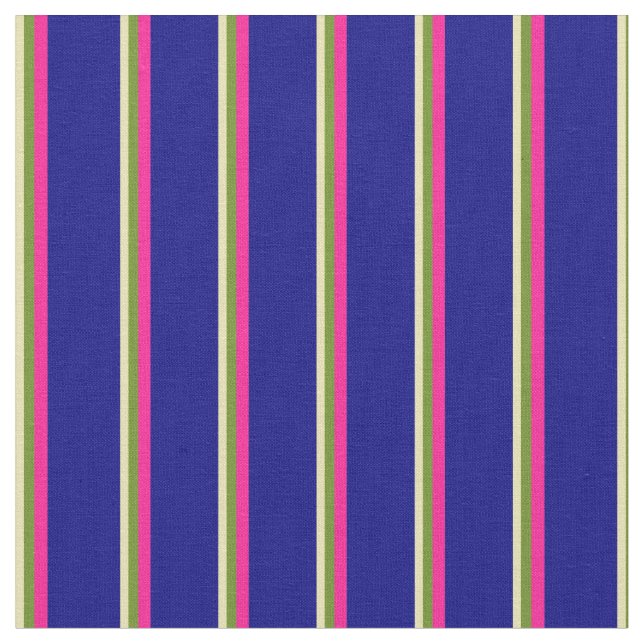 Tissu Tan, vert, rose profonde et bandes bleues (Fermer)