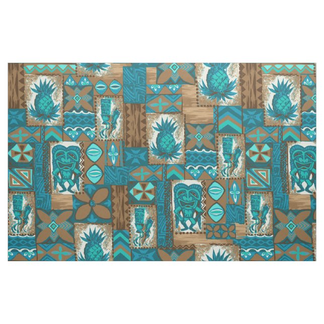 Tissu Tapa Vintage hawaïen Pomaika’i Tiki (Fat Quarter)