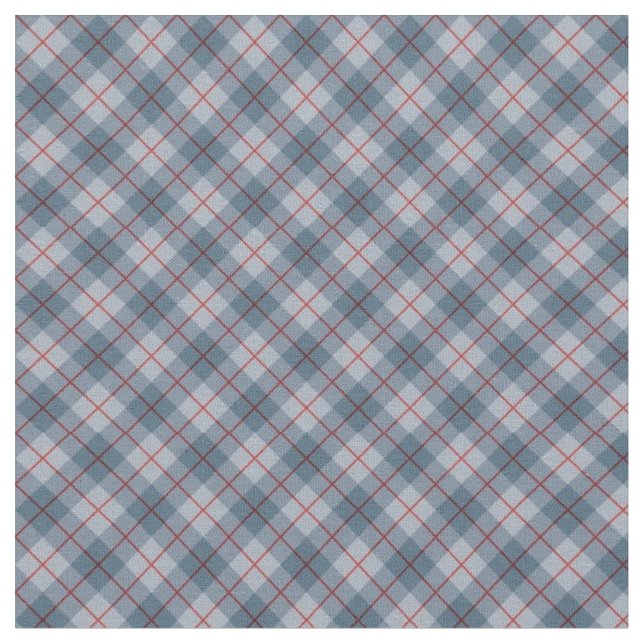 Tissu - Tartan Bleu, Gris et Rouge (Fermer)