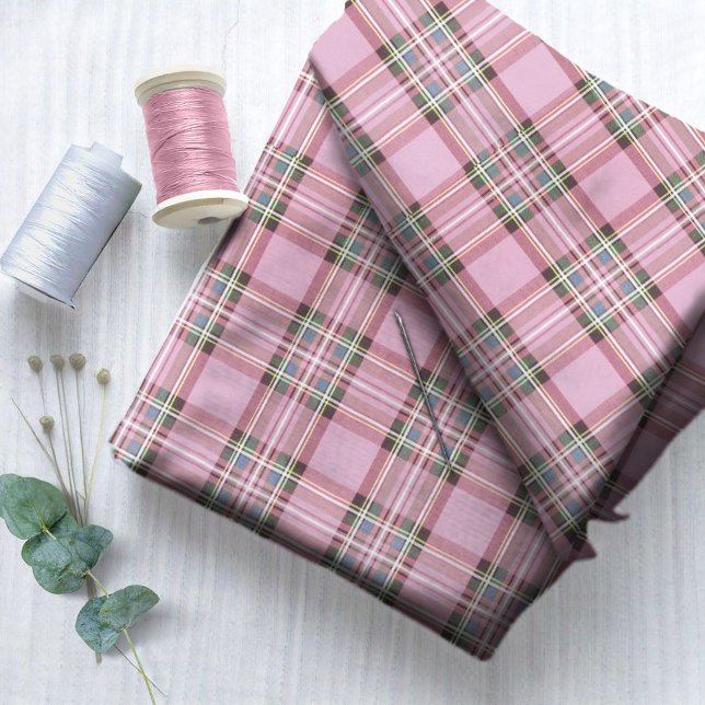 Tissu Tartan de Noël rose/vert ID768 (Créateur téléchargé)