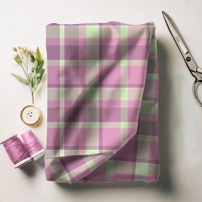 Tissu Tartan Motif Plum et Soft Green ID210 (Créateur téléchargé)