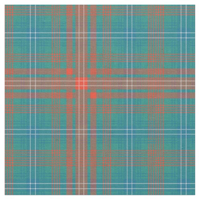 Tissu Tartan Plaid Clan Wilson Orange Blue Check (Fermer)