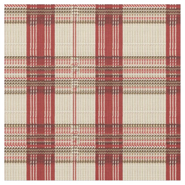 Tissu Tartan rouge classique et noir - Rustique tissé 2 (Fermer)