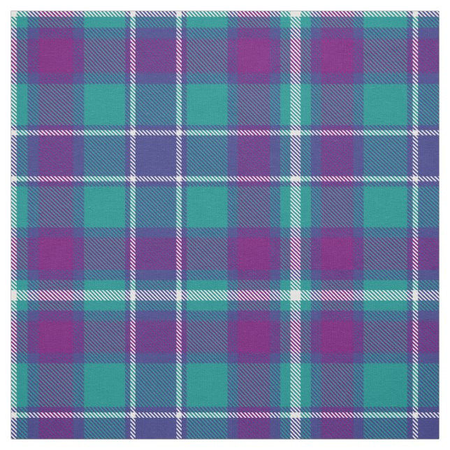 Tissu Tartan vert de mer, violet et bleu (Échantillon)