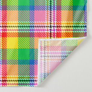 Tissu Tartan vert rose