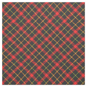 Tissu Tartan Vintage en noir et rouge