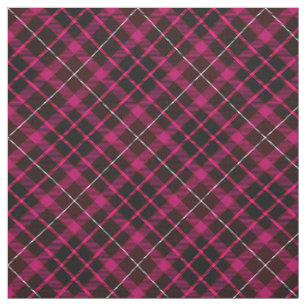 Tissu Tartan Vintage noir et rose chaud