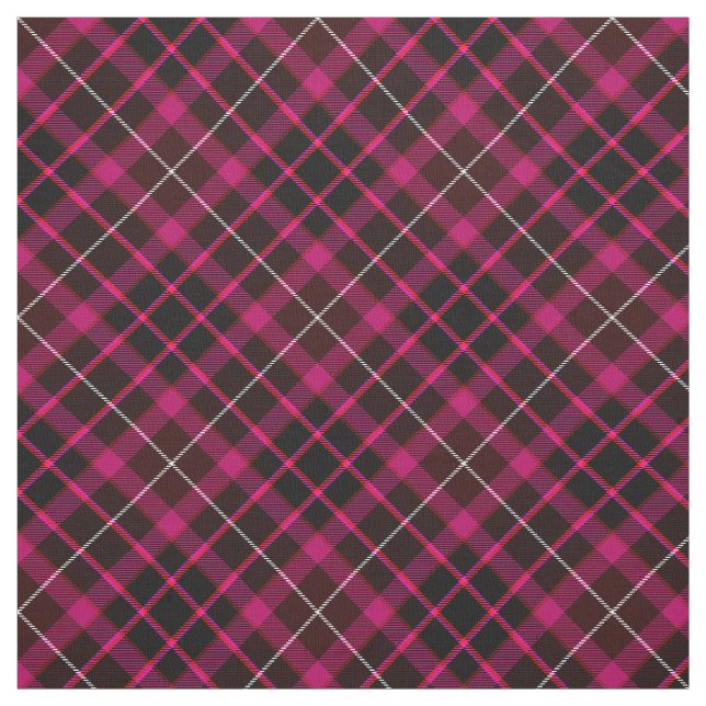 Tissu Tartan Vintage noir et rose chaud (Échantillon)