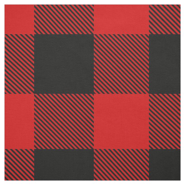 Tissu Tarte tachetée rouge et noire XXL Buffalo Check (Échantillon)
