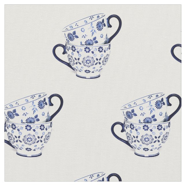 Tissu Tasses à thé cobalt (Fermer)