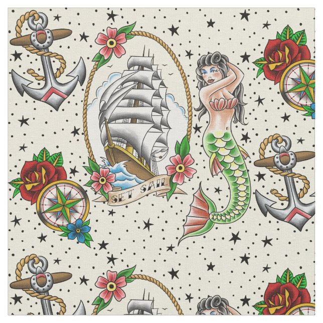 Tissu Tatouage nautique (Fermer)