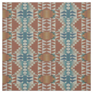 Tissu Taupe Bleu Turquoise Brûlé Orange Brown Aspect eth