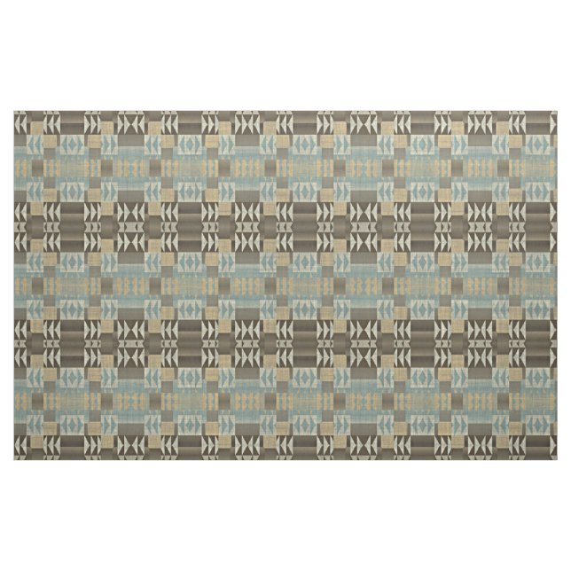 Tissu Taupe Brown foncée Beige Seafoam Green Ethnic Look (Fat Quarter)