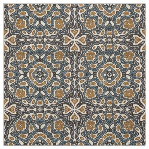 Tissu Taupe Brown Turquoise bleu Bali Batik Style Motif