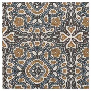 Tissu Taupe Brown Turquoise bleu Bali Batik Style Motif