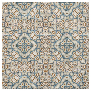 Tissu Taupe Brown Turquoise bleu Bali Batik Style Motif
