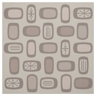 Tissu Taupe Rectangles arrondies MCM du milieu du siècle