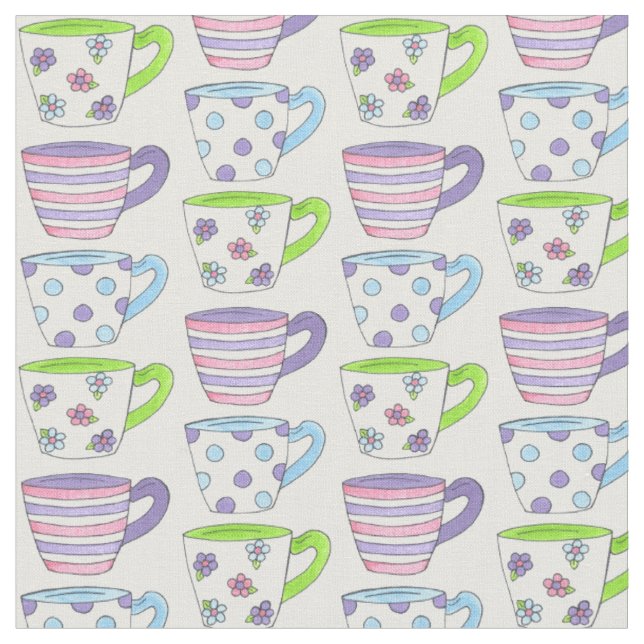 Tissu Tea Party Pastel Ceramic Tea Party Rose violet ver (Fermer)