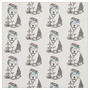 Tissu Tea Party Vieux chien anglais (Grey 1)