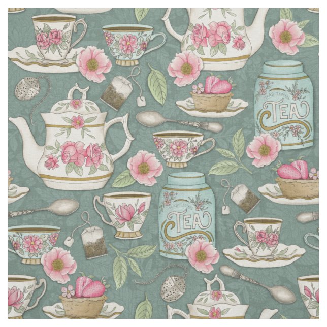 Tissu Tea Party vintage (Échantillon)