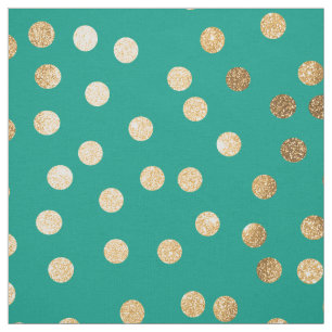 Tissu Teal Green et Gold Glitter City Dots