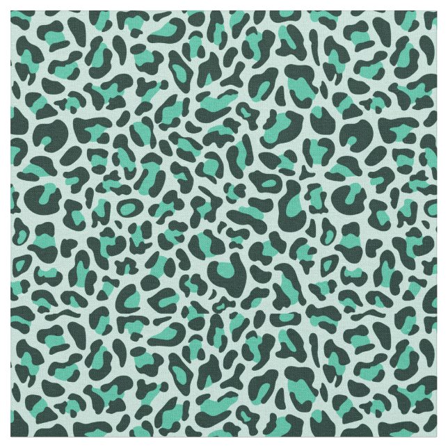Tissu Teal Leopard Print Trendy Retro Fabric (Fermer)