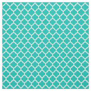 Tissu Teal, motif blanc #5 Sz3 de Quatrefoil de Marocain