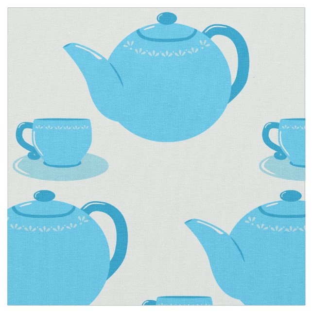 Tissu Teapot bleu classique (Fermer)