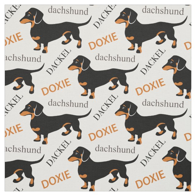 Tissu Teckel, Dackel, motif mignon de chien de Doxie (Échantillon)