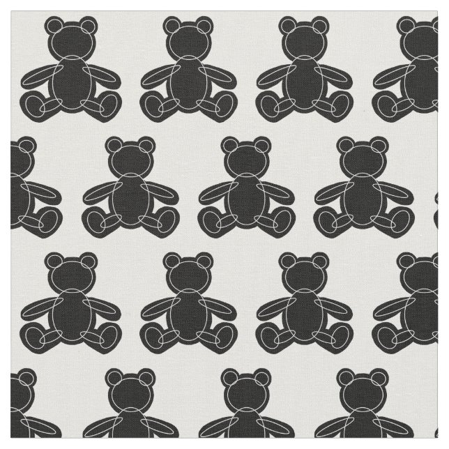 Tissu Teddy Noir Teddy Bear Outline Fabric (Fermer)