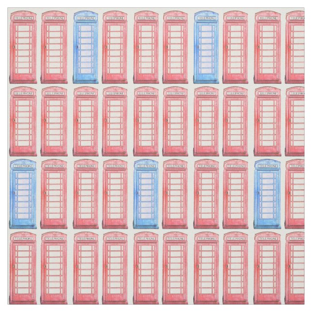 Tissu Téléphones britanniques rouges (Échantillon)